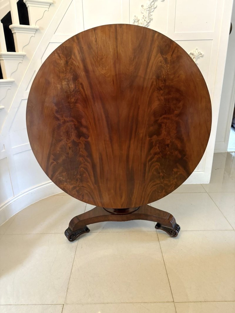 Antique Regency 6 Seater Quality Figured Mahogany Circular Dining Table - Image 8